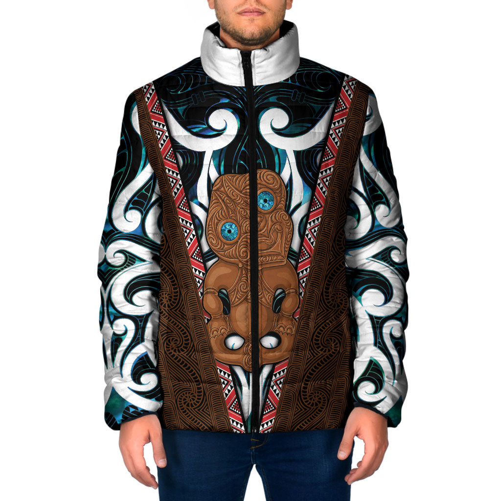 New Zealand Whakairo Padded Jacket Tiki Maori Carving Taniko Motifs