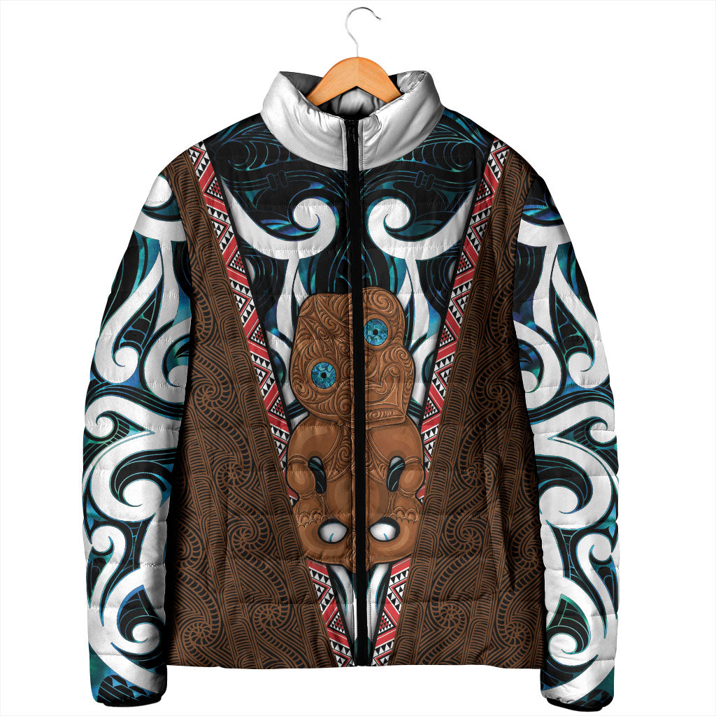 New Zealand Whakairo Padded Jacket Tiki Maori Carving Taniko Motifs