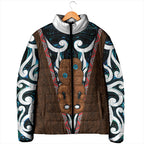 New Zealand Whakairo Padded Jacket Tiki Maori Carving Taniko Motifs