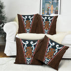 New Zealand Whakairo Pillow Cover Tiki Maori Carving Taniko Motifs