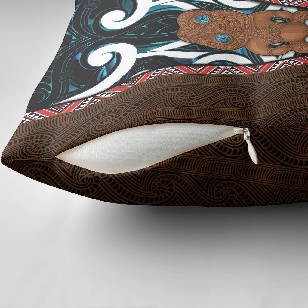 New Zealand Whakairo Pillow Cover Tiki Maori Carving Taniko Motifs