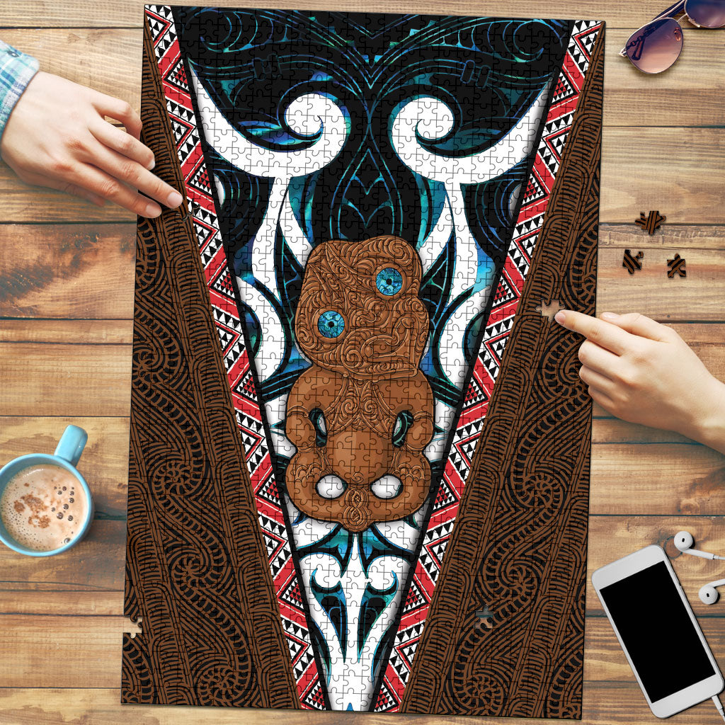 New Zealand Whakairo Puzzle Tiki Maori Carving Taniko Motifs
