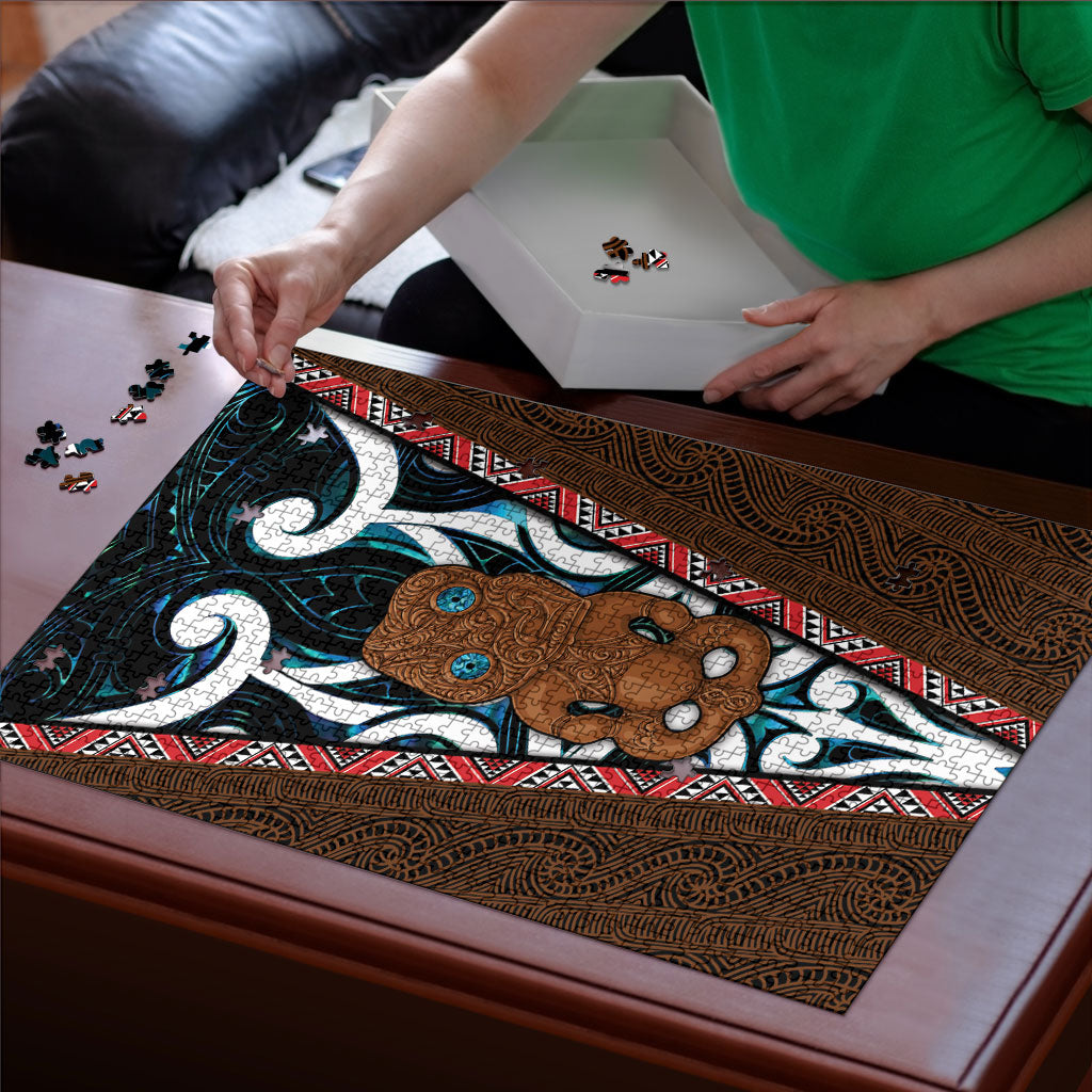 New Zealand Whakairo Puzzle Tiki Maori Carving Taniko Motifs