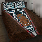 New Zealand Whakairo Quilt Bed Set Tiki Maori Carving Taniko Motifs
