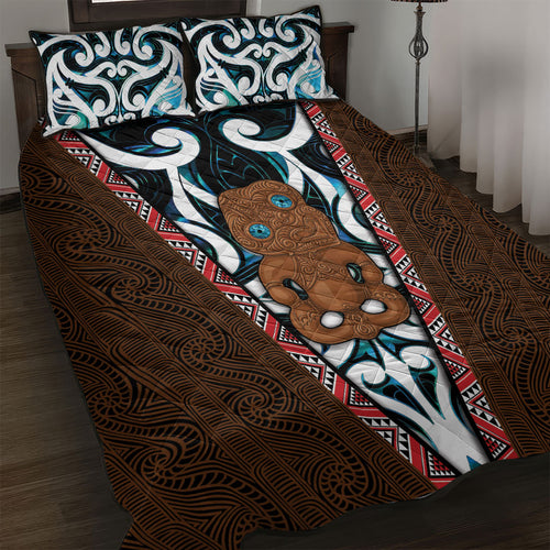 New Zealand Whakairo Quilt Bed Set Tiki Maori Carving Taniko Motifs