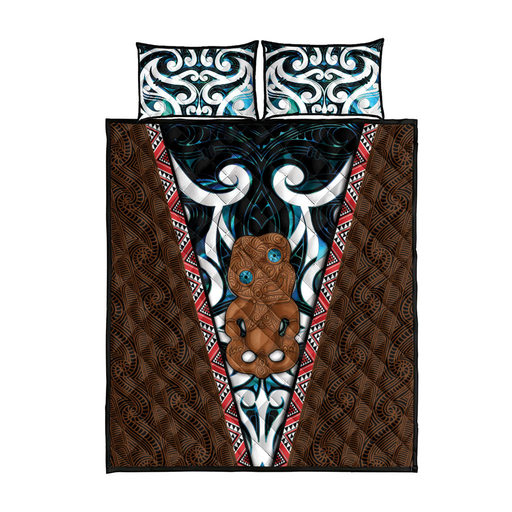 New Zealand Whakairo Quilt Bed Set Tiki Maori Carving Taniko Motifs