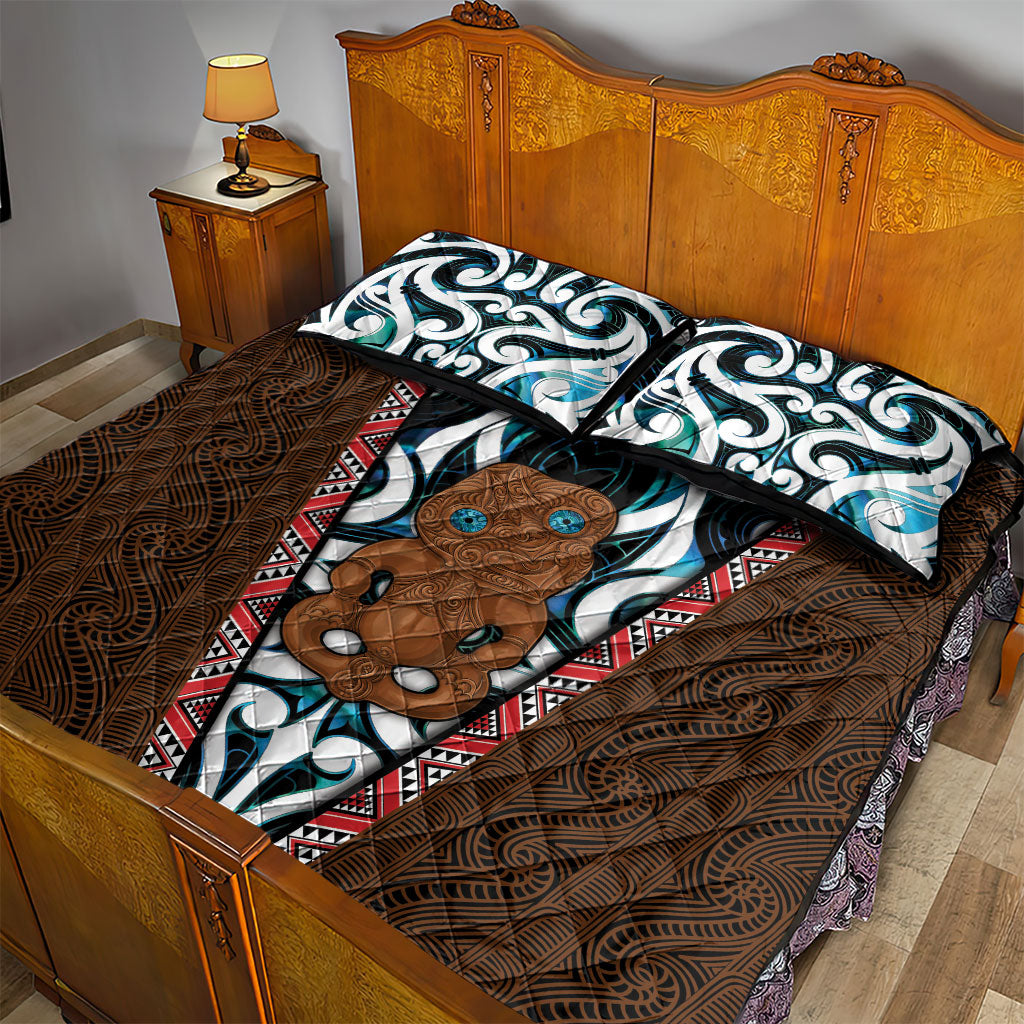 New Zealand Whakairo Quilt Bed Set Tiki Maori Carving Taniko Motifs