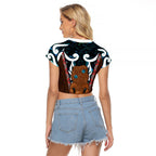 New Zealand Whakairo Raglan Cropped T Shirt Tiki Maori Carving Taniko Motifs