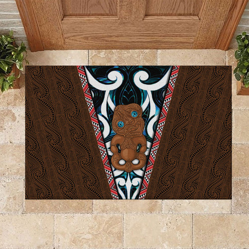 New Zealand Whakairo Rubber Doormat Tiki Maori Carving Taniko Motifs