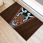 New Zealand Whakairo Rubber Doormat Tiki Maori Carving Taniko Motifs
