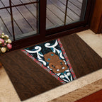 New Zealand Whakairo Rubber Doormat Tiki Maori Carving Taniko Motifs