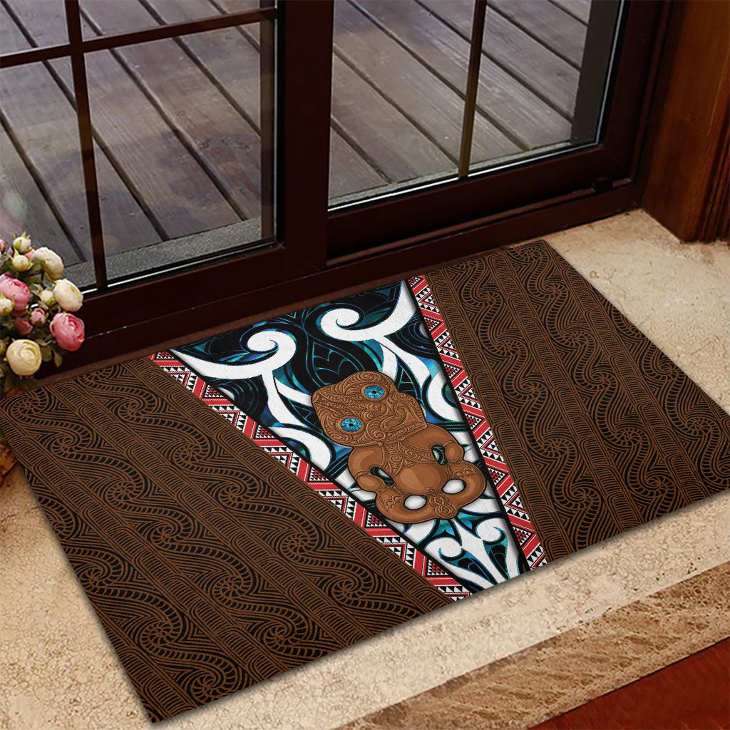 New Zealand Whakairo Rubber Doormat Tiki Maori Carving Taniko Motifs