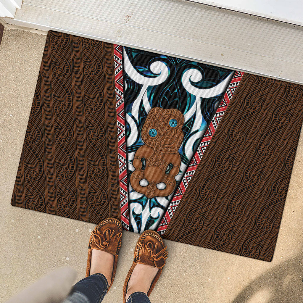 New Zealand Whakairo Rubber Doormat Tiki Maori Carving Taniko Motifs
