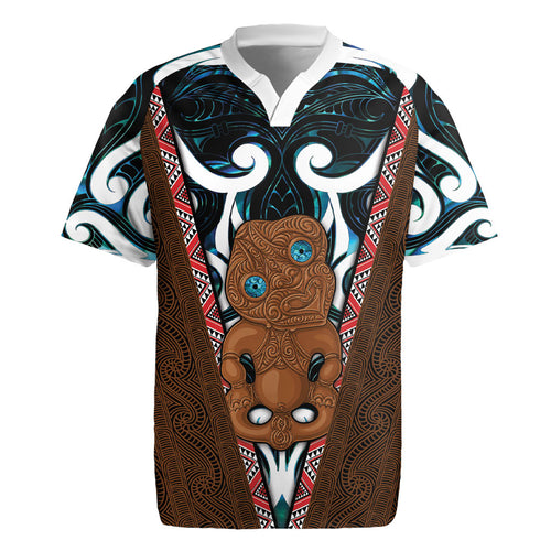 New Zealand Whakairo Rugby Jersey Tiki Maori Carving Taniko Motifs
