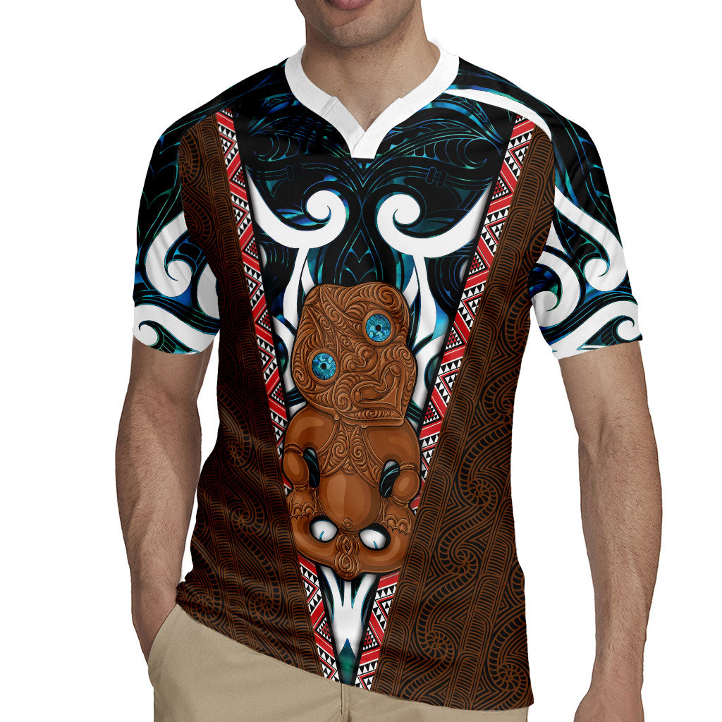 New Zealand Whakairo Rugby Jersey Tiki Maori Carving Taniko Motifs