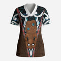 New Zealand Whakairo Scrub Top Tiki Maori Carving Taniko Motifs