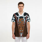New Zealand Whakairo Scrub Top Tiki Maori Carving Taniko Motifs