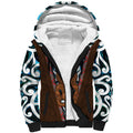 New Zealand Whakairo Sherpa Hoodie Tiki Maori Carving Taniko Motifs