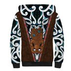 New Zealand Whakairo Sherpa Hoodie Tiki Maori Carving Taniko Motifs