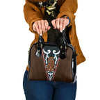 New Zealand Whakairo Shoulder Handbag Tiki Maori Carving Taniko Motifs