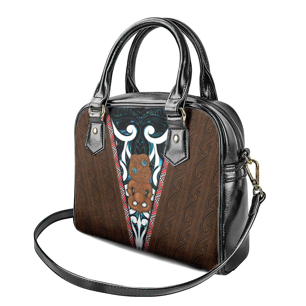 New Zealand Whakairo Shoulder Handbag Tiki Maori Carving Taniko Motifs