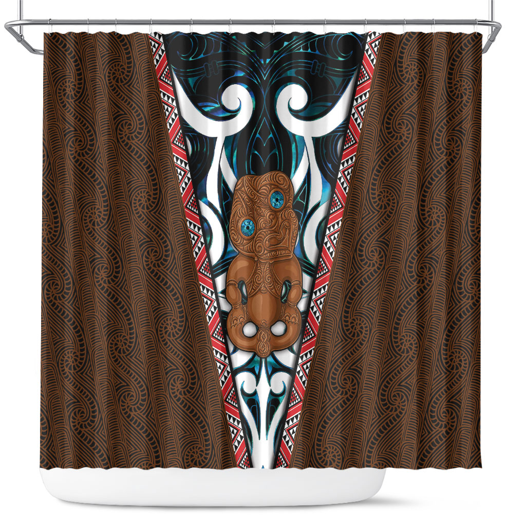New Zealand Whakairo Shower Curtain Tiki Maori Carving Taniko Motifs