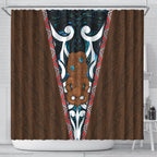 New Zealand Whakairo Shower Curtain Tiki Maori Carving Taniko Motifs