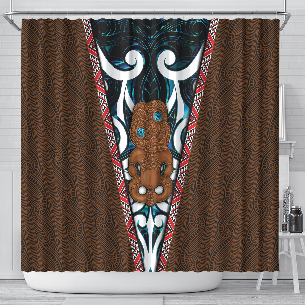 New Zealand Whakairo Shower Curtain Tiki Maori Carving Taniko Motifs