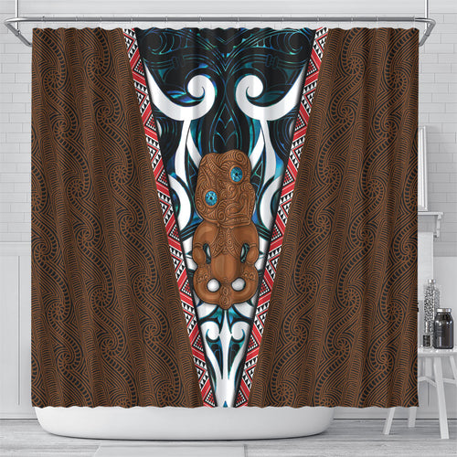 New Zealand Whakairo Shower Curtain Tiki Maori Carving Taniko Motifs