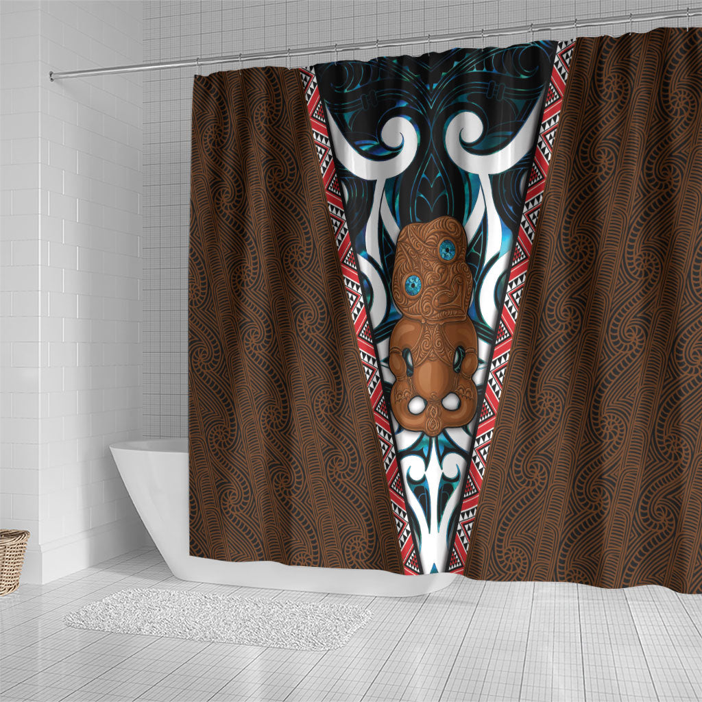 New Zealand Whakairo Shower Curtain Tiki Maori Carving Taniko Motifs