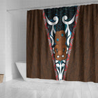 New Zealand Whakairo Shower Curtain Tiki Maori Carving Taniko Motifs