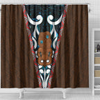 New Zealand Whakairo Shower Curtain Tiki Maori Carving Taniko Motifs