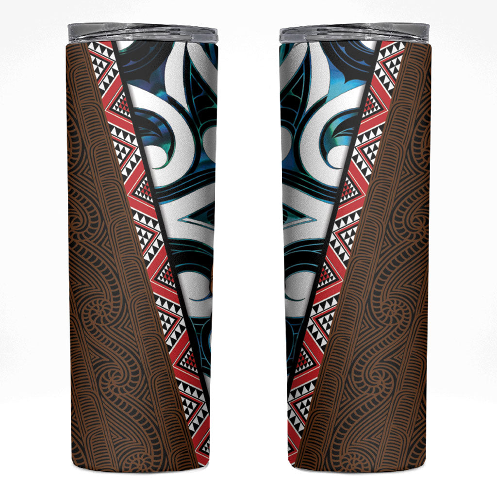 New Zealand Whakairo Skinny Tumbler Tiki Maori Carving Taniko Motifs