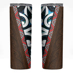 New Zealand Whakairo Skinny Tumbler Tiki Maori Carving Taniko Motifs