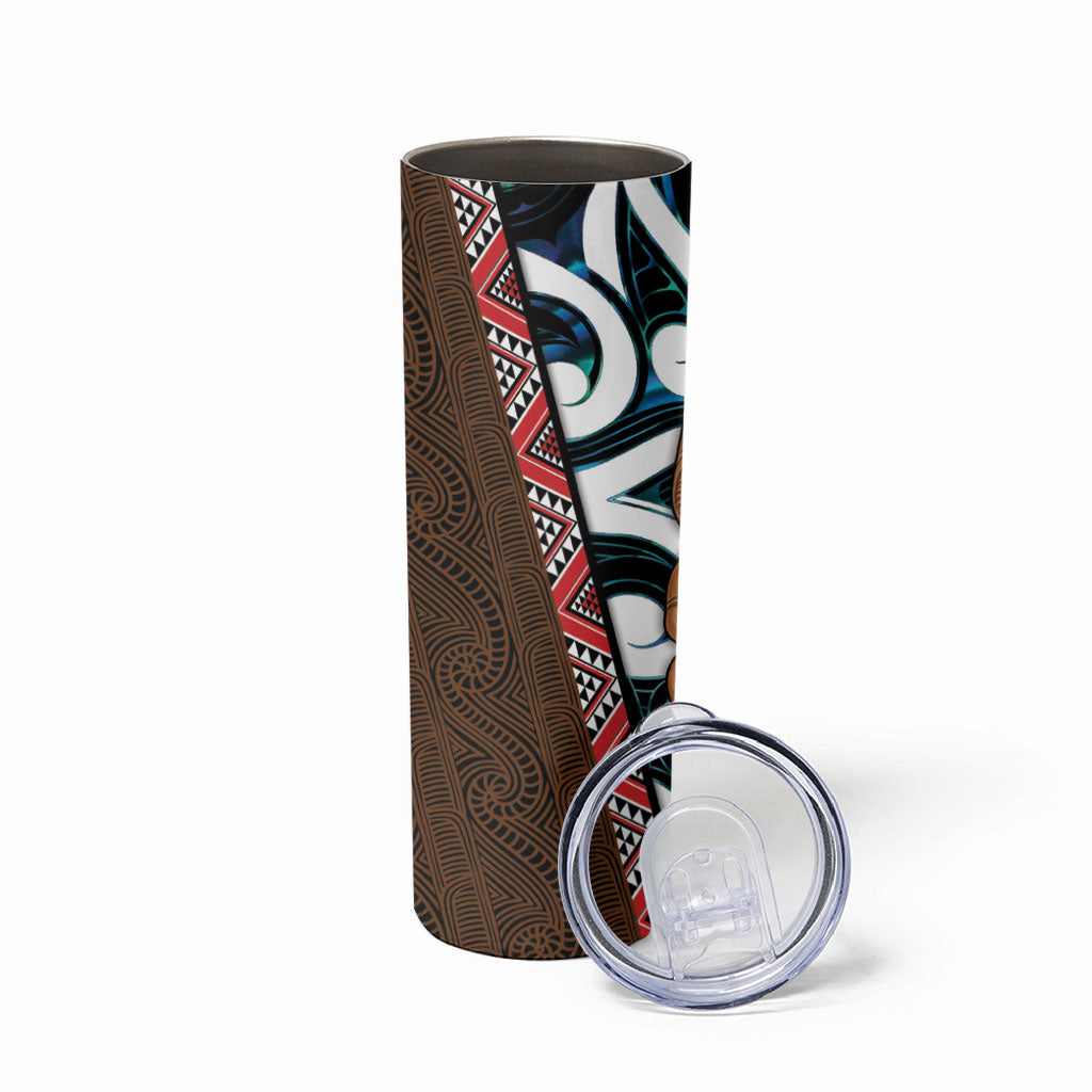 New Zealand Whakairo Skinny Tumbler Tiki Maori Carving Taniko Motifs
