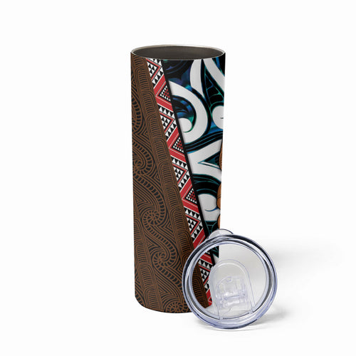 New Zealand Whakairo Skinny Tumbler Tiki Maori Carving Taniko Motifs