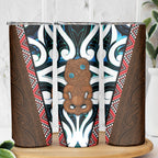 New Zealand Whakairo Skinny Tumbler Tiki Maori Carving Taniko Motifs