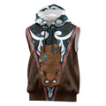 New Zealand Whakairo Sleeveless Hoodie Tiki Maori Carving Taniko Motifs