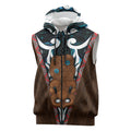 New Zealand Whakairo Sleeveless Zip Hoodie Tiki Maori Carving Taniko Motifs