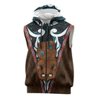 New Zealand Whakairo Sleeveless Zip Hoodie Tiki Maori Carving Taniko Motifs