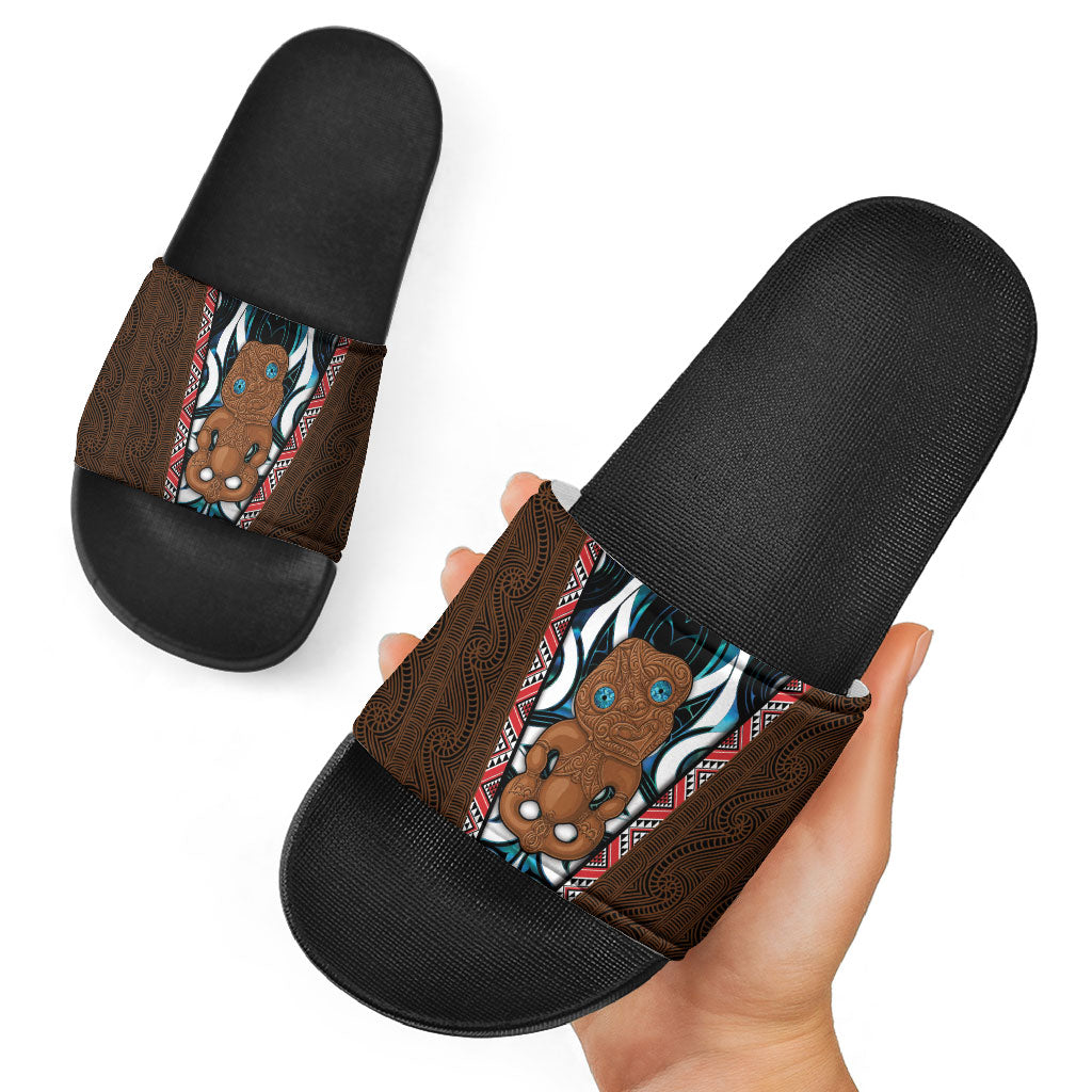 New Zealand Whakairo Slide Sandals Tiki Maori Carving Taniko Motifs