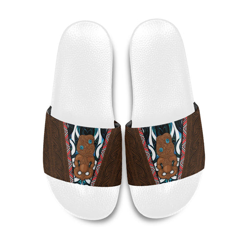 New Zealand Whakairo Slide Sandals Tiki Maori Carving Taniko Motifs