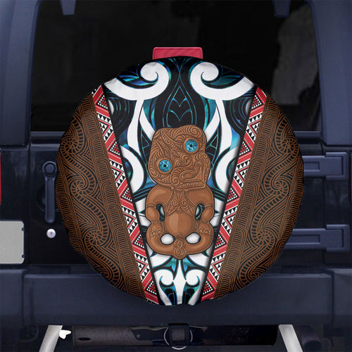 New Zealand Whakairo Spare Tire Cover Tiki Maori Carving Taniko Motifs