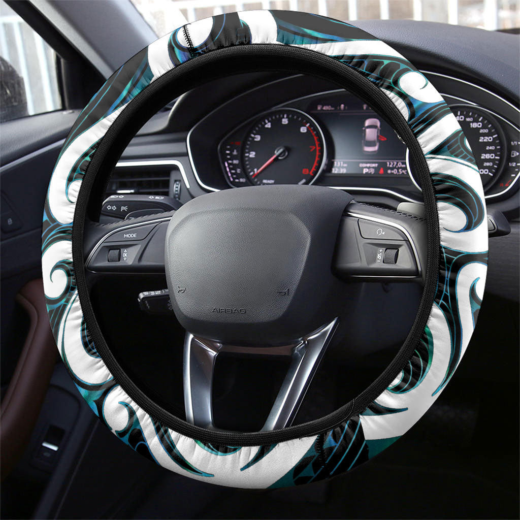 New Zealand Whakairo Steering Wheel Cover Tiki Maori Carving Taniko Motifs