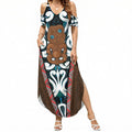 New Zealand Whakairo Summer Maxi Dress Tiki Maori Carving Taniko Motifs