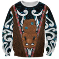 New Zealand Whakairo Sweatshirt Tiki Maori Carving Taniko Motifs