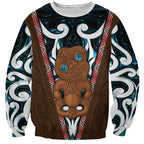 New Zealand Whakairo Sweatshirt Tiki Maori Carving Taniko Motifs