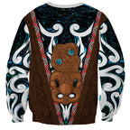 New Zealand Whakairo Sweatshirt Tiki Maori Carving Taniko Motifs