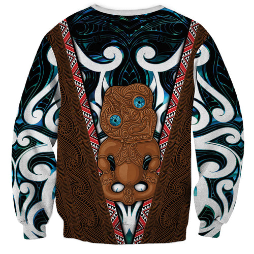 New Zealand Whakairo Sweatshirt Tiki Maori Carving Taniko Motifs