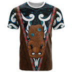 New Zealand Whakairo T Shirt Tiki Maori Carving Taniko Motifs